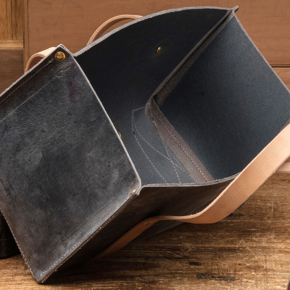 Portable Leather Tool Bag- Blue