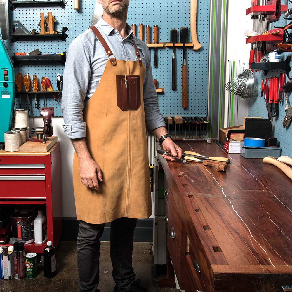 Full Suede Shop Apron | Keep Clothes Clean During Woodwork | Buy Now