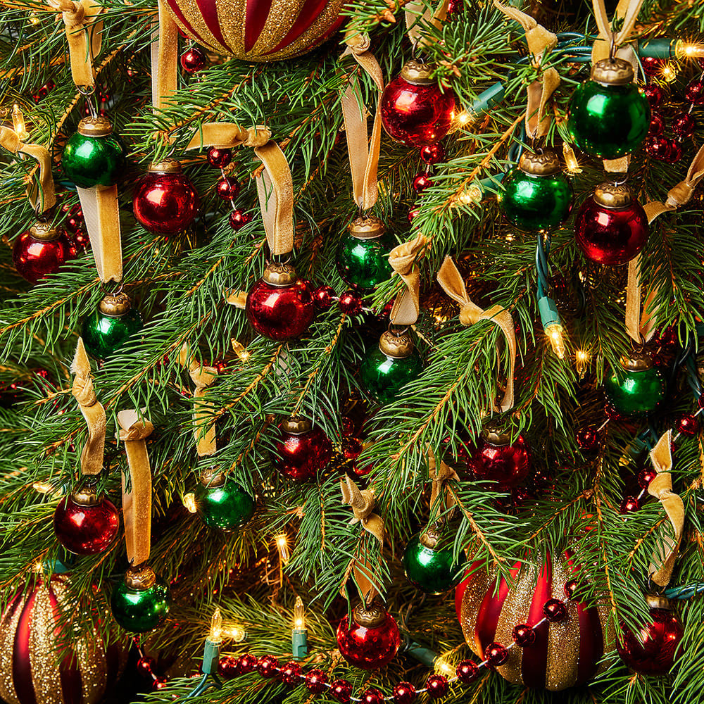 Mini Mercury Glass Ornaments- Green/Red - Set of 20