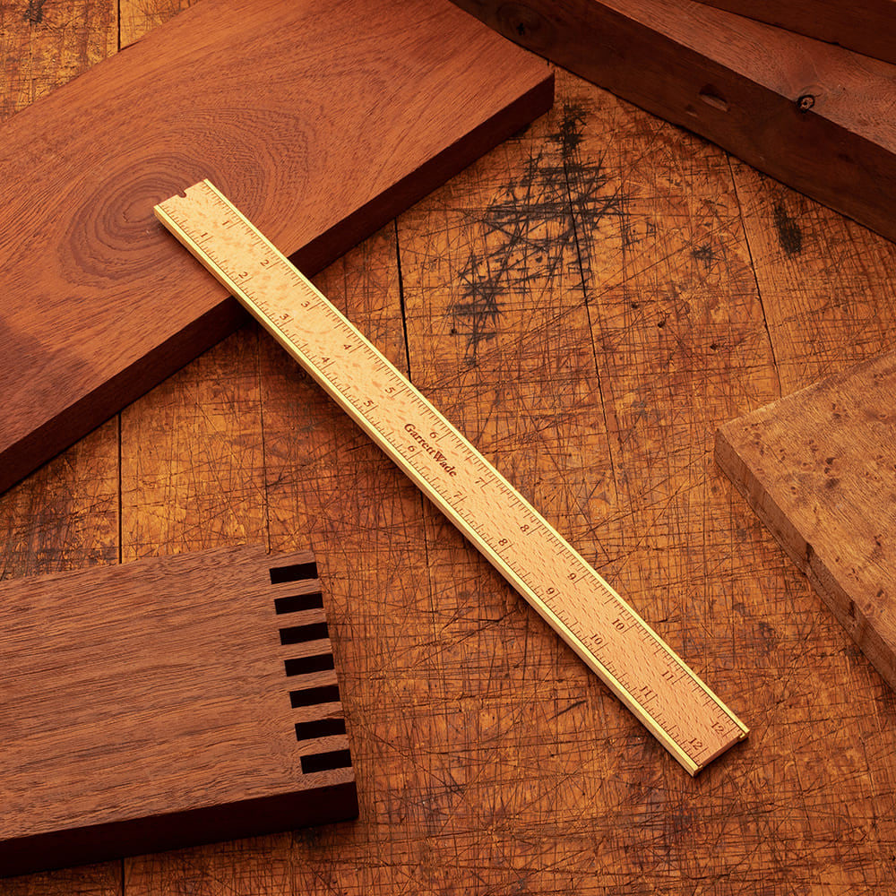 12" Brass bound Wood Rule