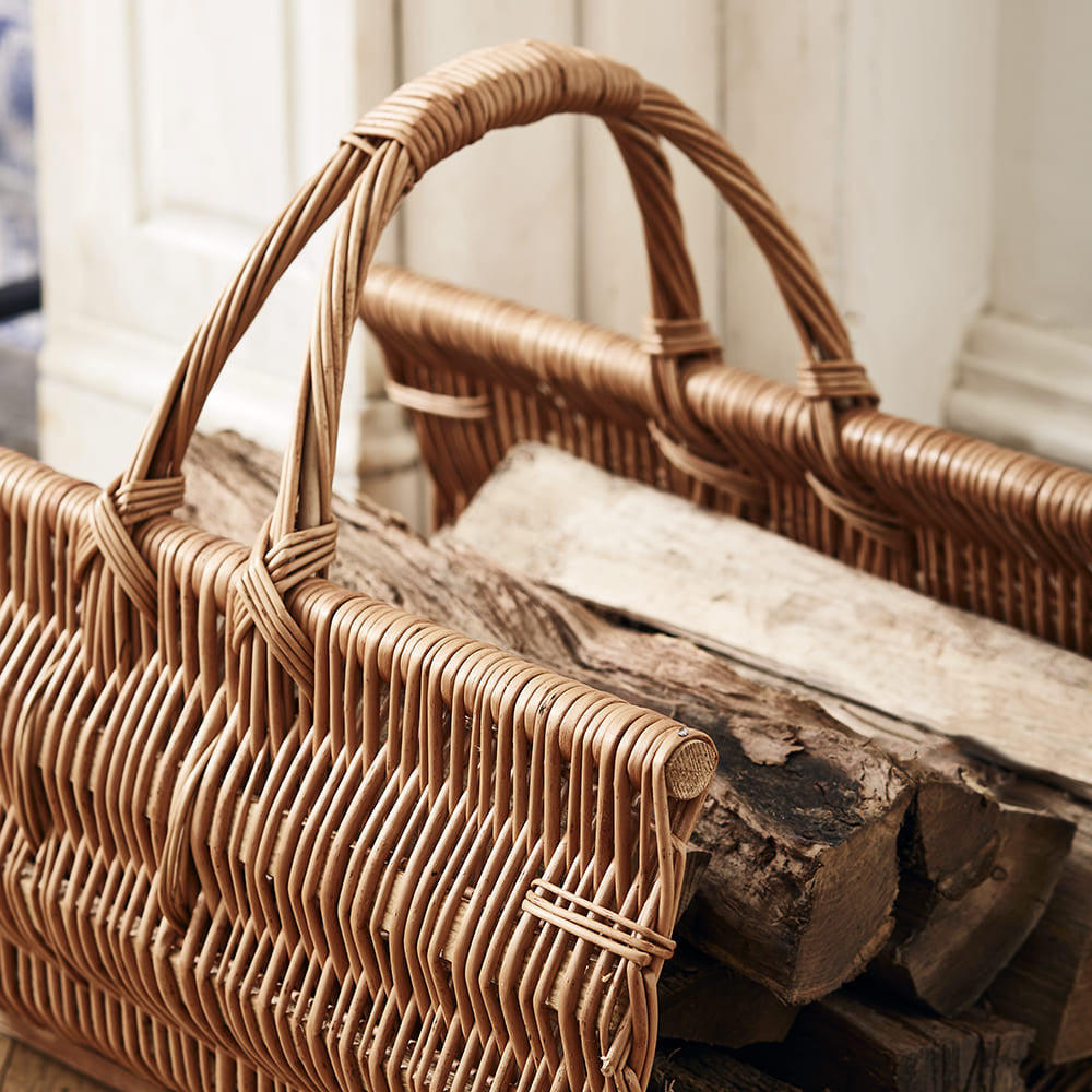 Handwoven Wicker Fireplace Basket