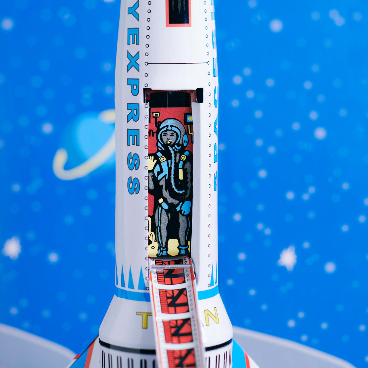 Retro Tin Rocket - White