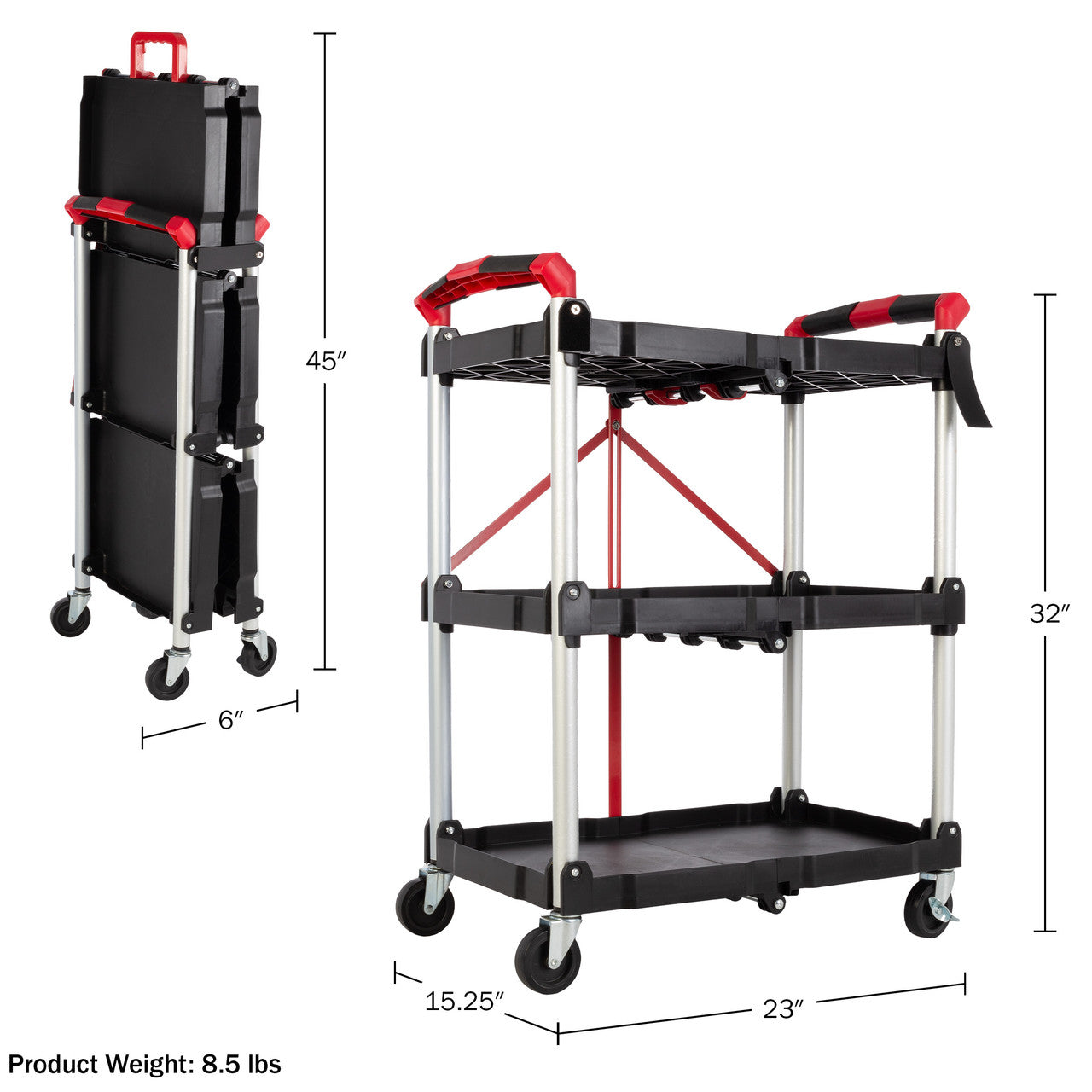 Folding Cart (50lb Capacity Per Shelf)