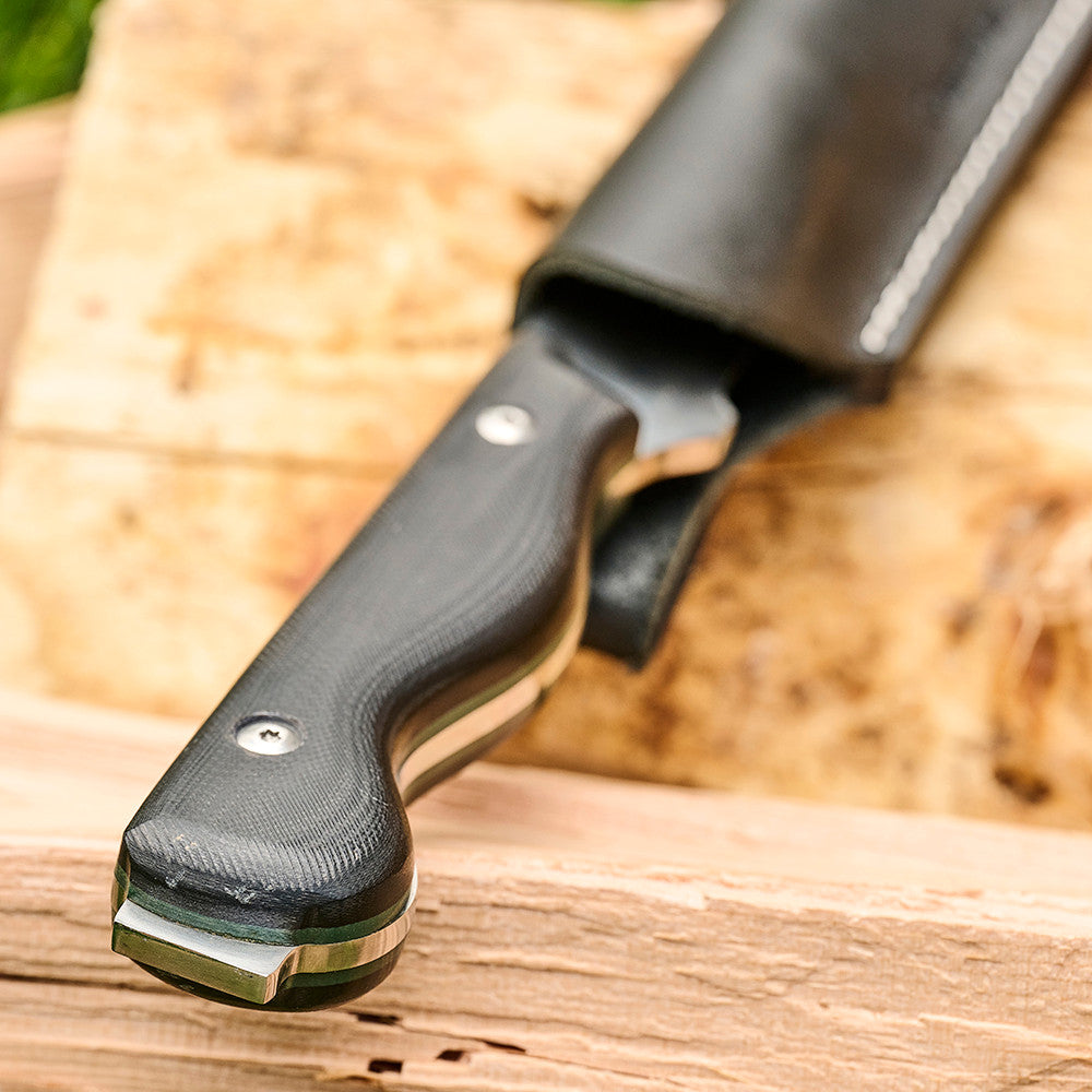 Bushcraft Chisel Knife with G10
Handle and Leather Sheath