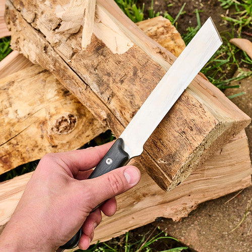 Bushcraft Chisel Knife with G10
Handle and Leather Sheath