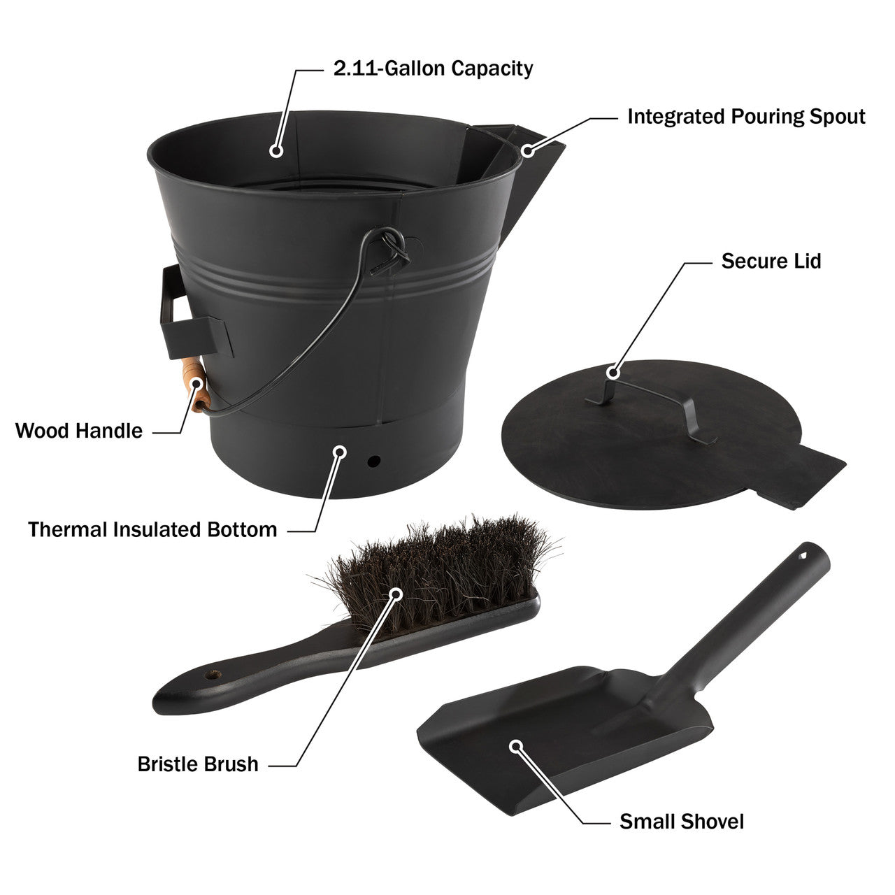 Ash Bucket Fireplace Cleaning Kit