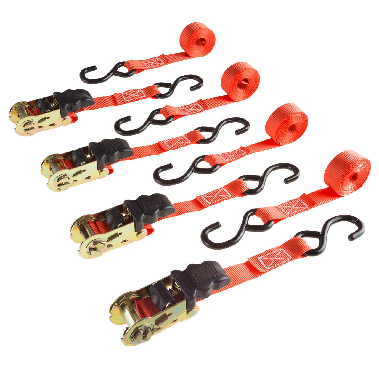 Set of Four 10’ Ratcheting Tie-Down Straps