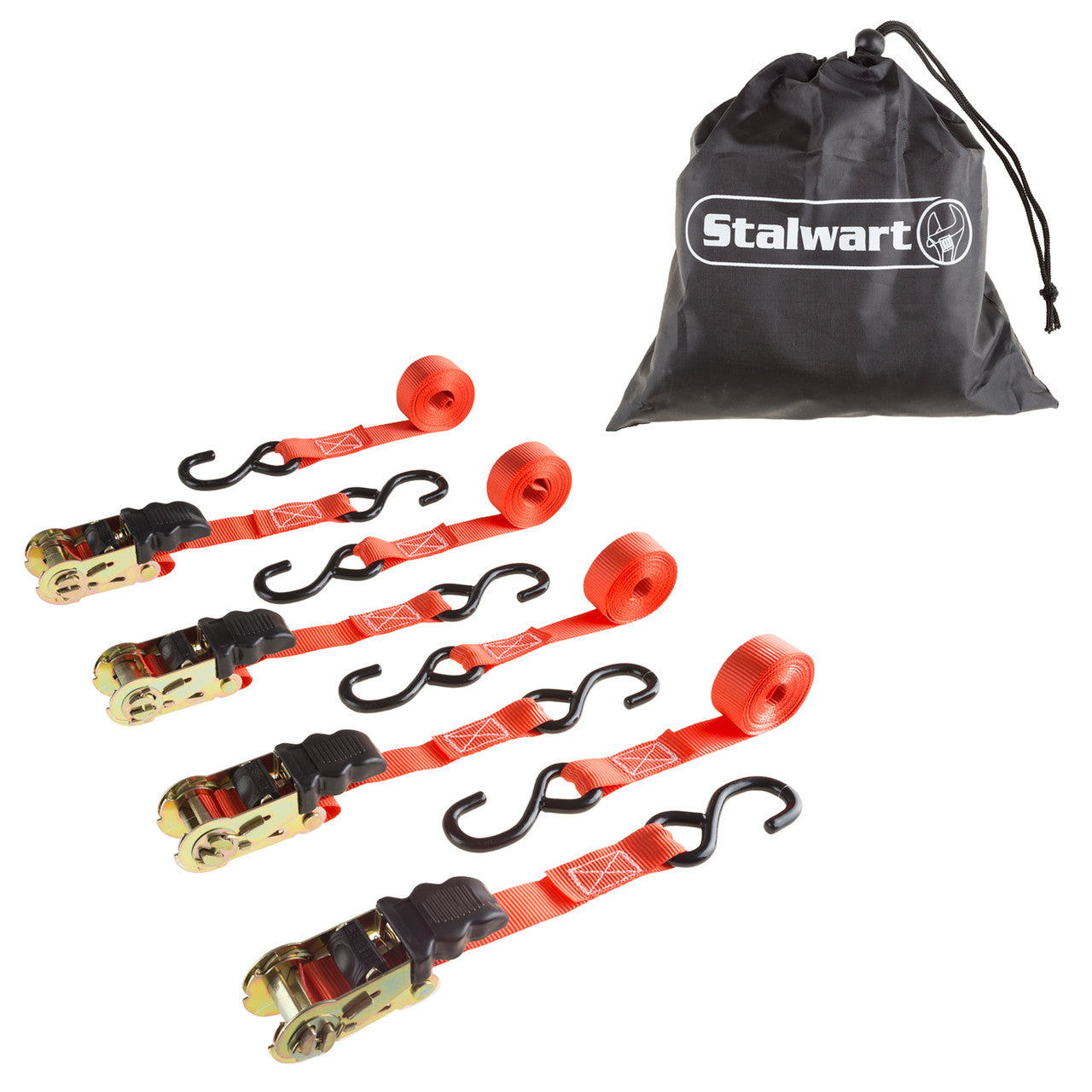 Set of Four 10’ Ratcheting Tie-Down Straps