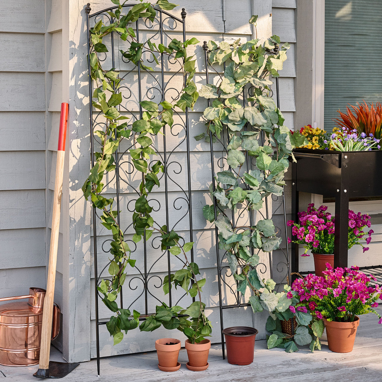 climbing plants for a trellis Garden Trellis with Decorative Scrolls- Set of 2