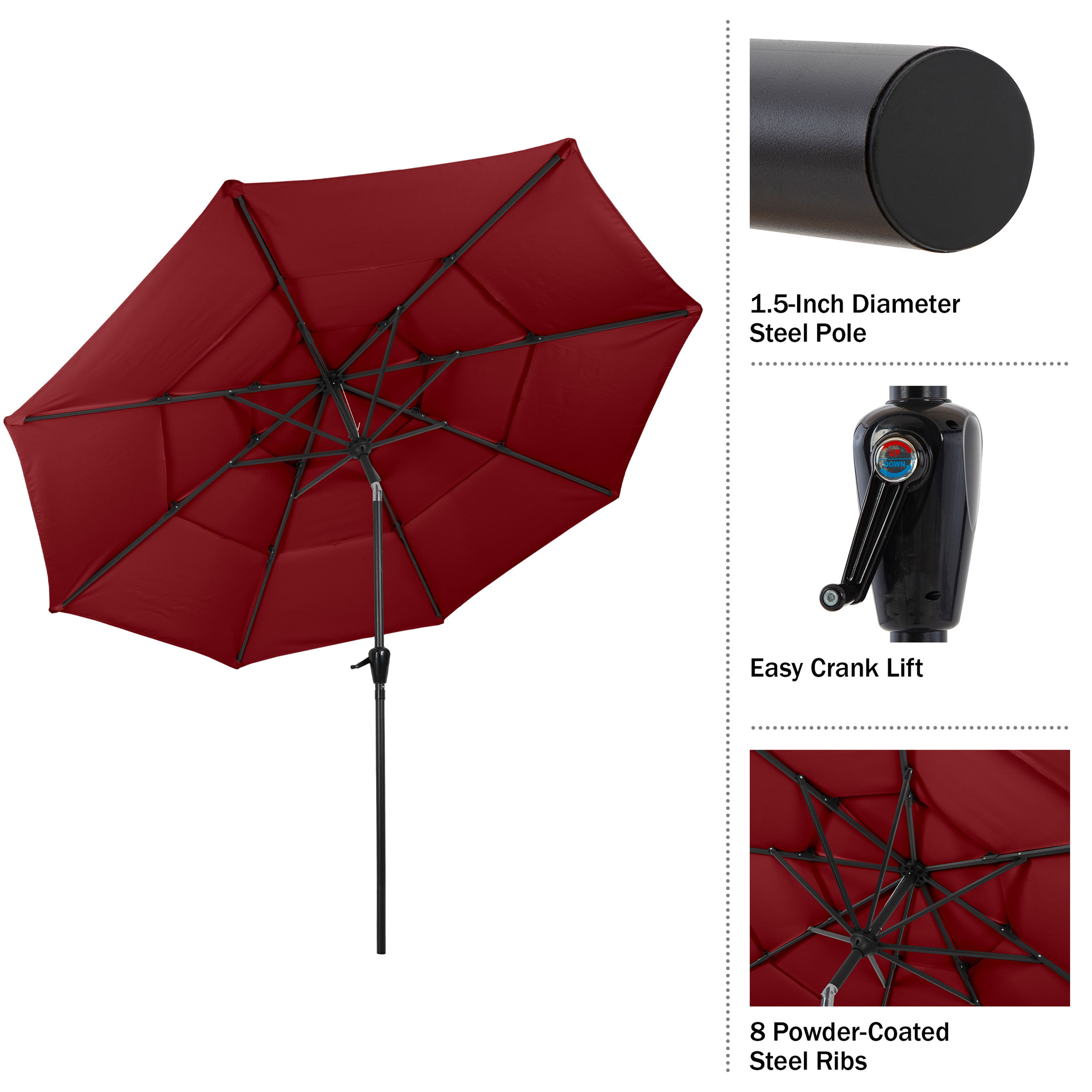 Triple Layer Patio Umbrella - Red