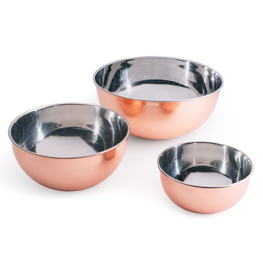 3 Beautiful Steel Lined Copper Bowls