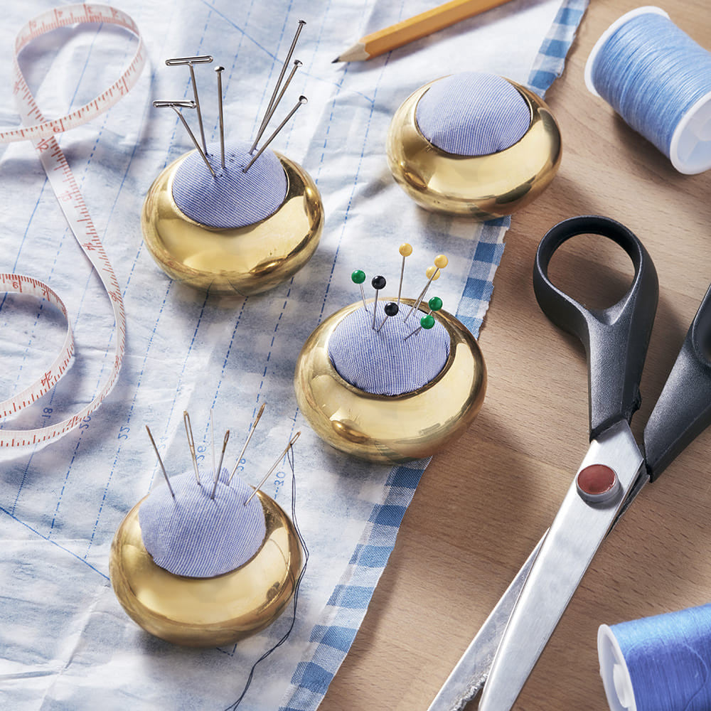 Set of 4 Brass Pincushions & Pattern Weights