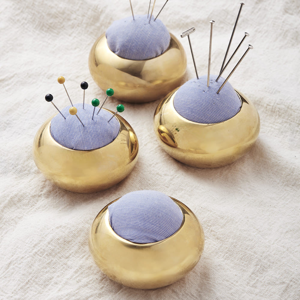 Set of 4 Brass Pincushions & Pattern Weights