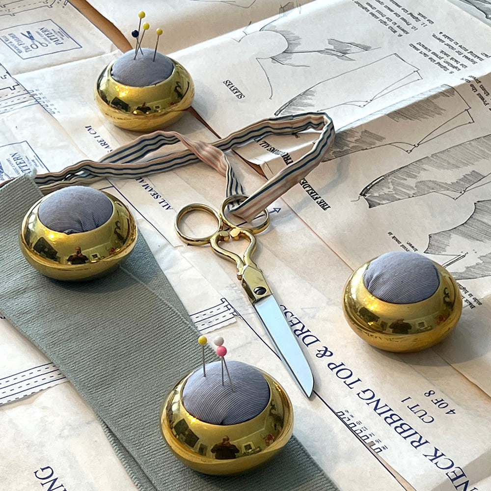 Set of 4 Brass Pincushions & Pattern Weights