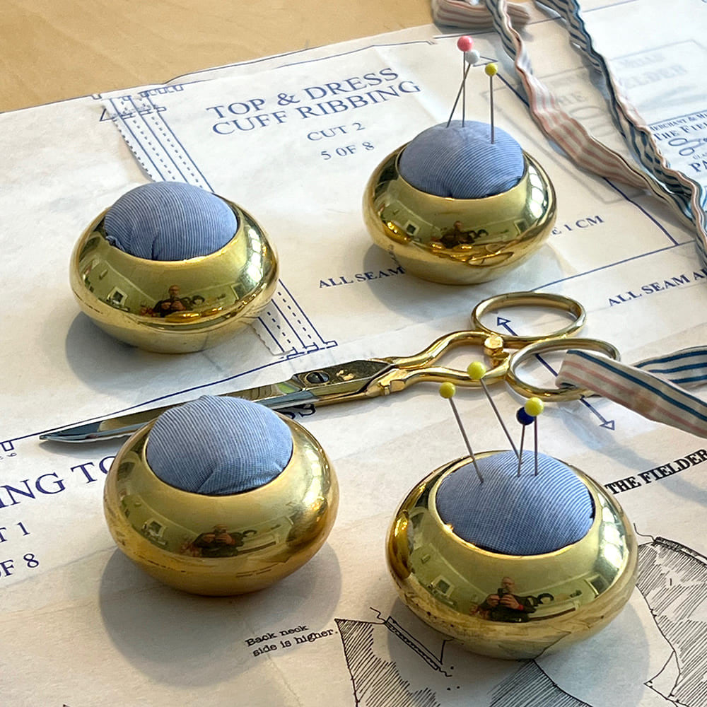 Set of 4 Brass Pincushions & Pattern Weights