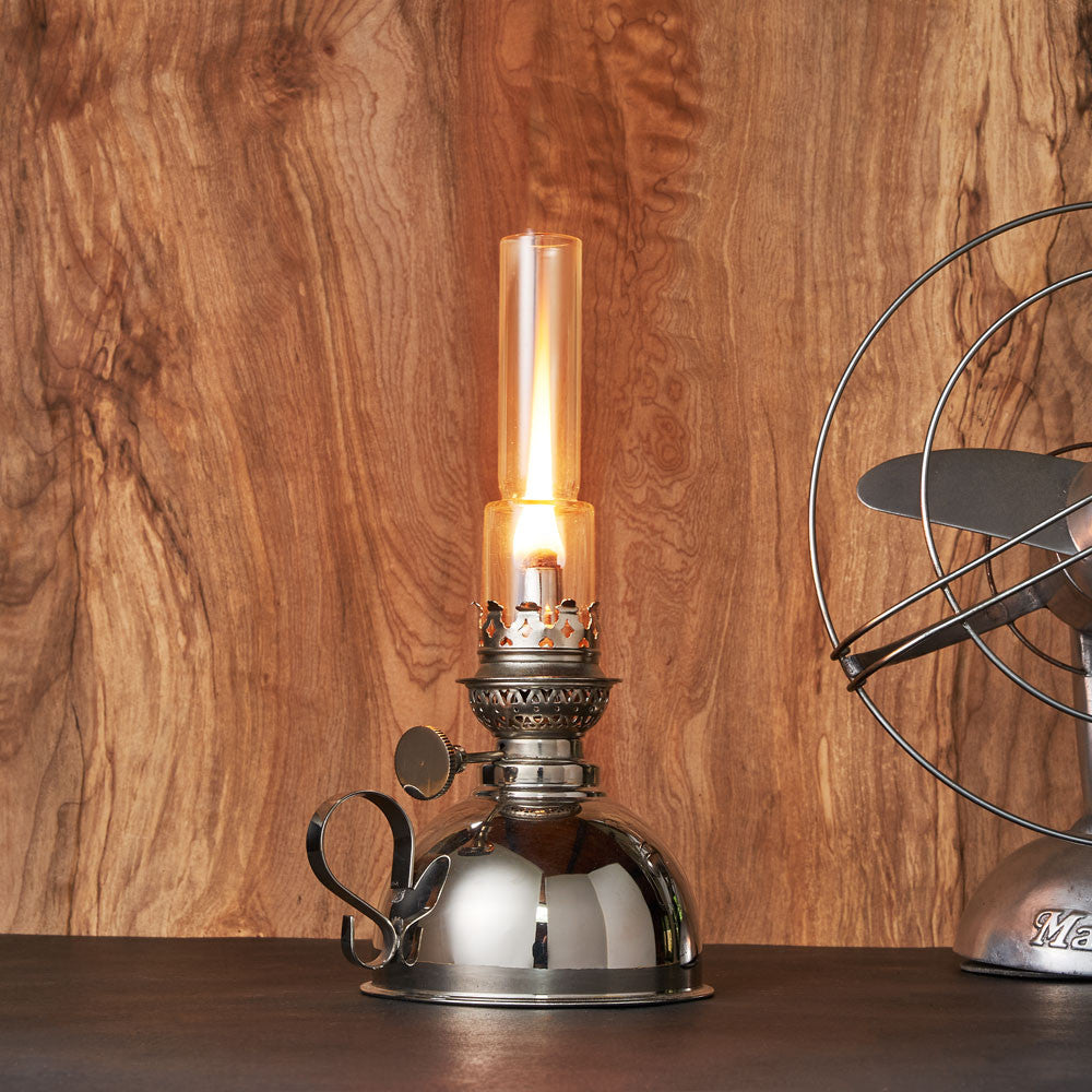 Small Extra-Bright Nickel Oil Lamp