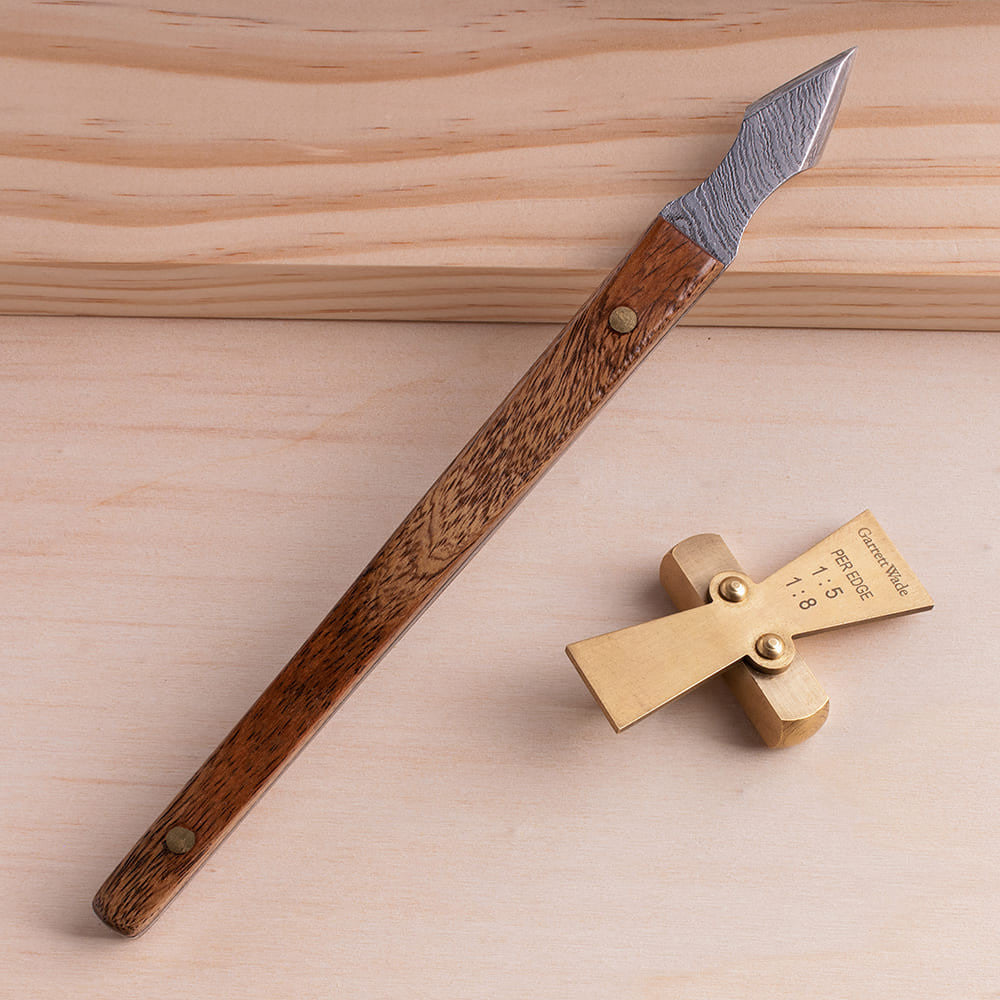 Rosewood Handle Damascus Marking Knife