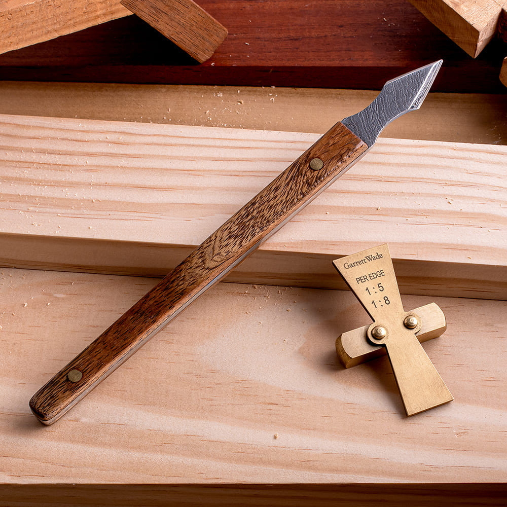 Rosewood Handle Damascus Marking Knife