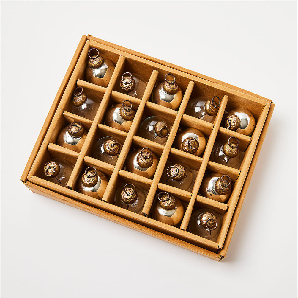 Mini Mercury Glass Christmas Ornament- Silver/Clear - Set of 20