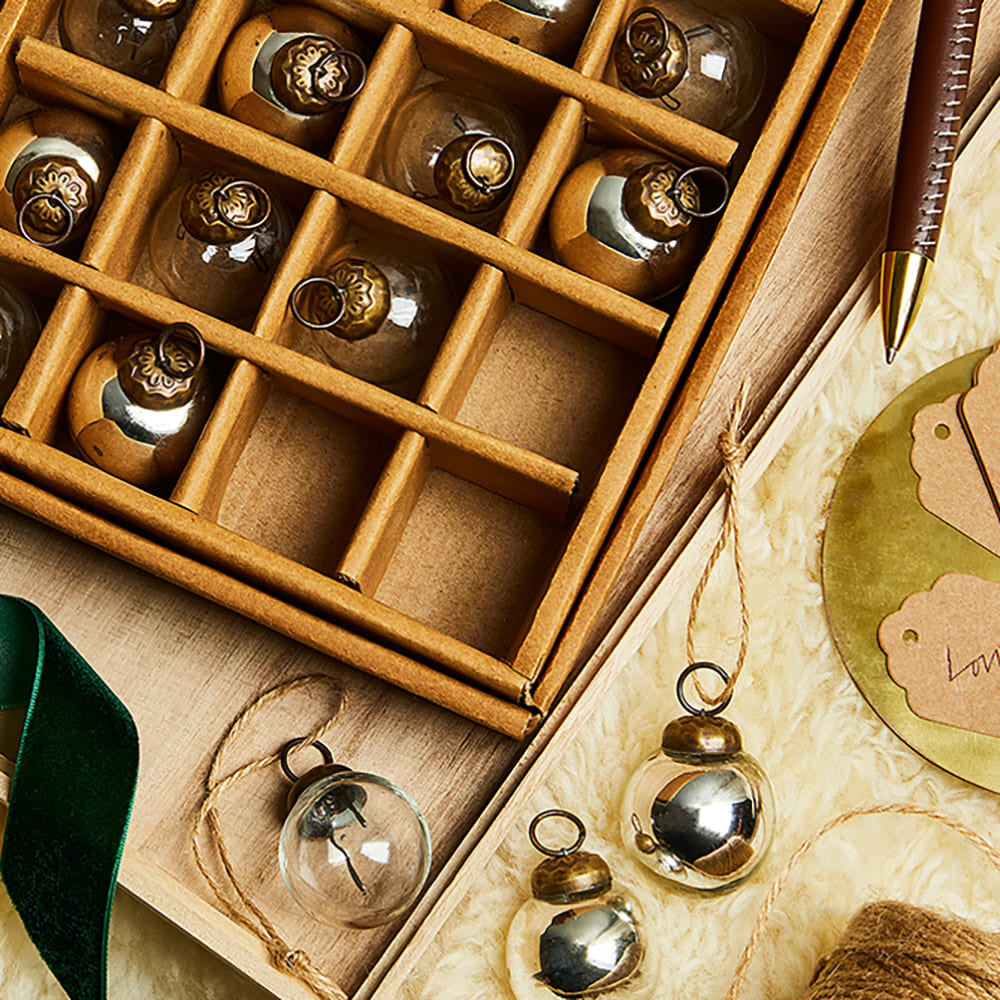 Mini Mercury Glass Christmas Ornament- Silver/Clear - Set of 20