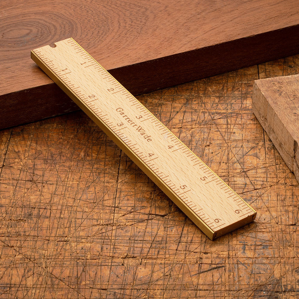 6" Brass Bound Wooden Rule