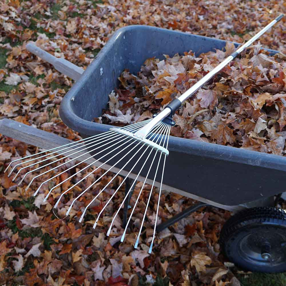 Collapsing Garden and Leaf Rake with Extendable Handle