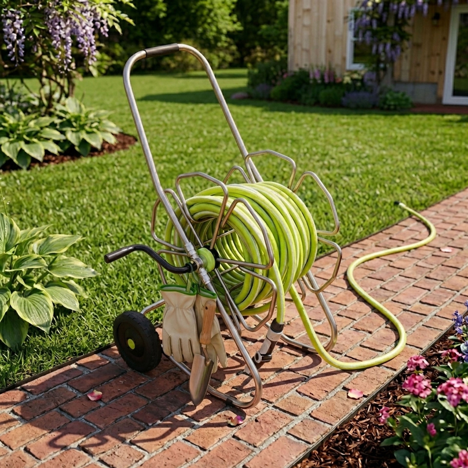 Stainless Steel Mobile Garden Hose Reel