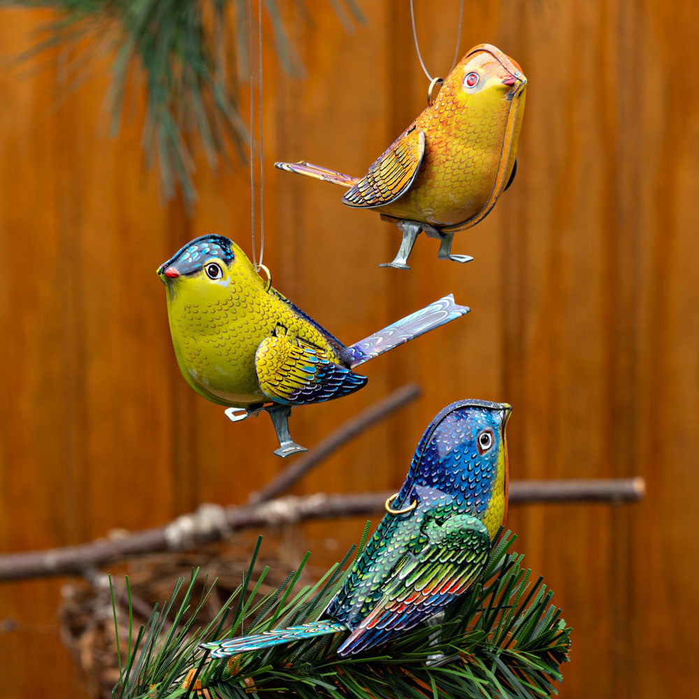 Tin Bird Ornaments