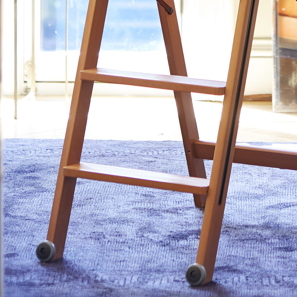 Italian Beechwood Rolling Extendable Ladder