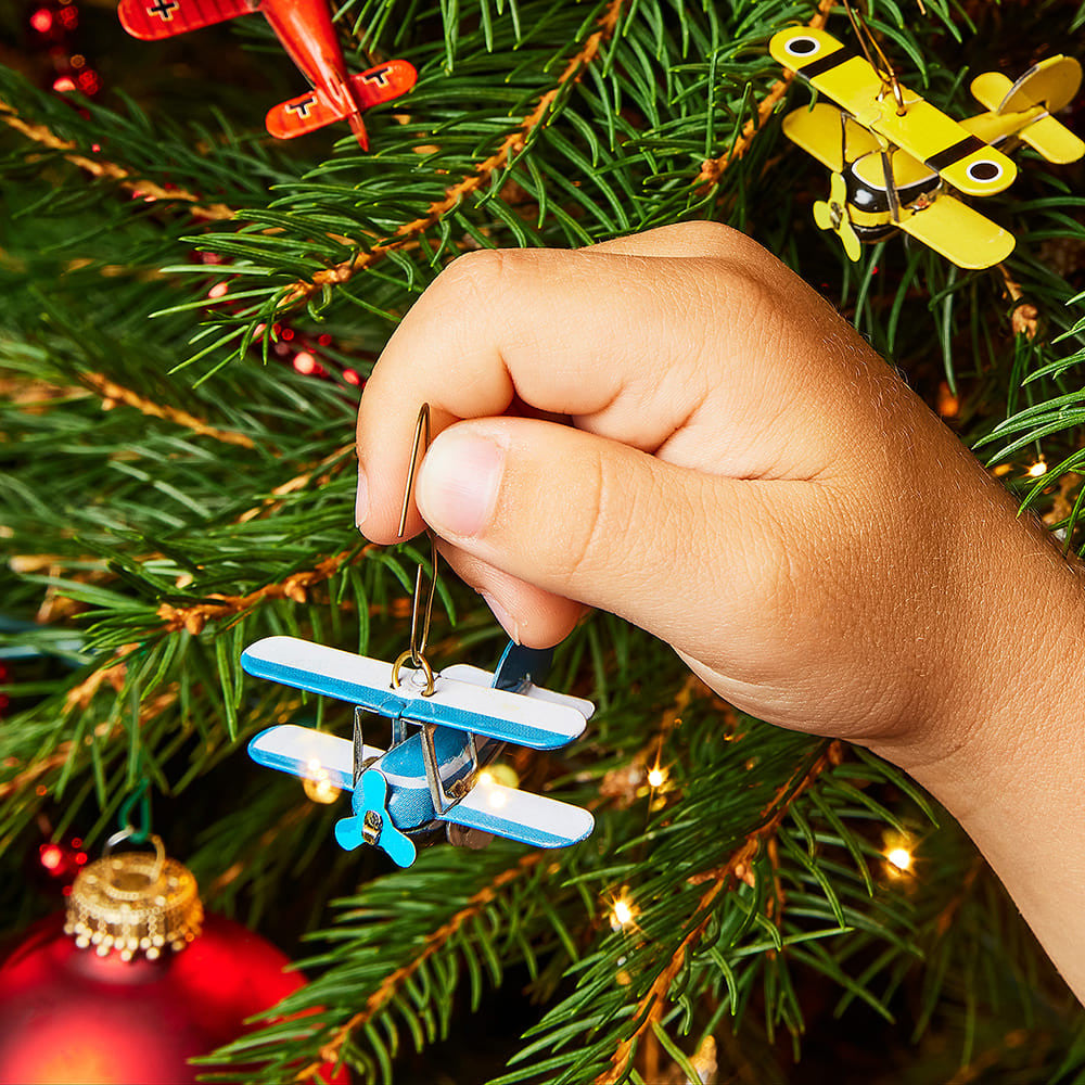 Tin Airplanes Ornaments - Set of 6