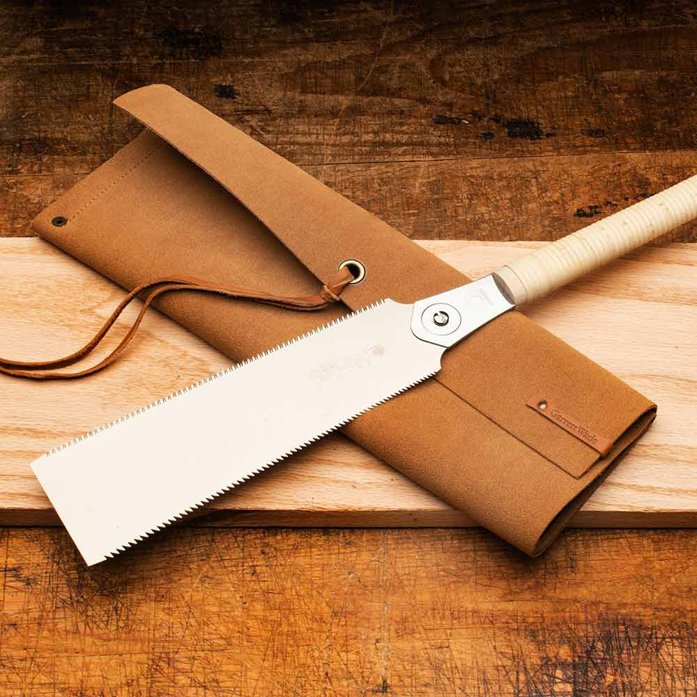 Japanese Ryoba Saw with Leather Case Set