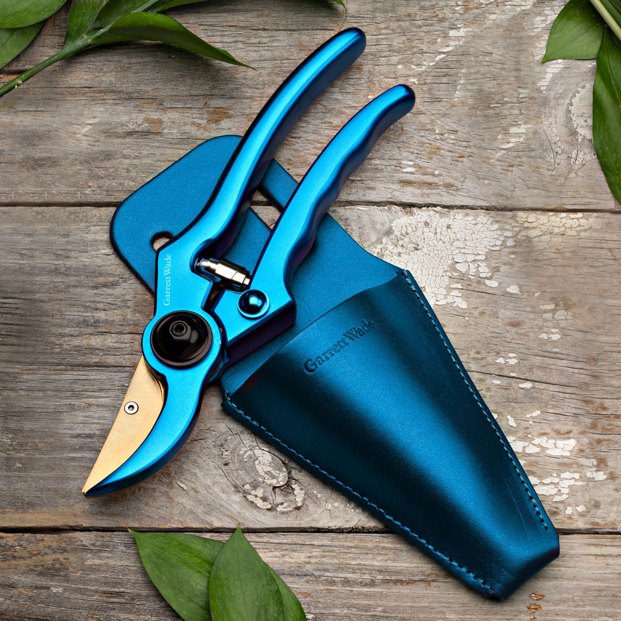Sky Blue Pruner and French Leather Sheath Set