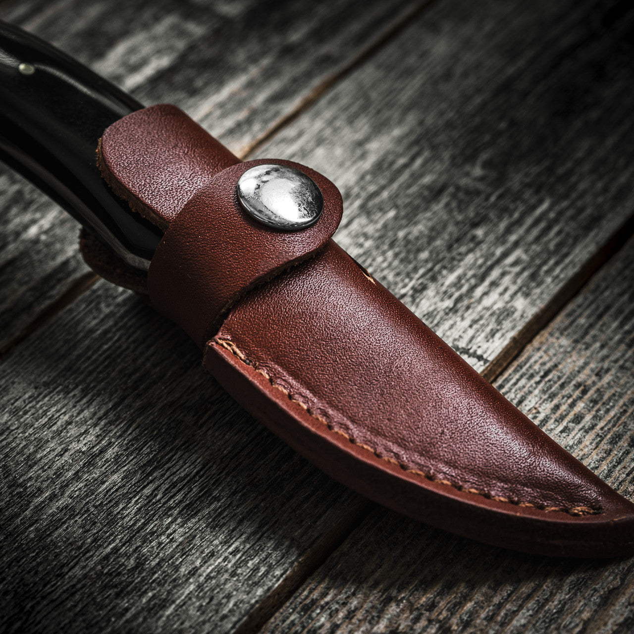 Short Damascus Fixed-Blade Knife