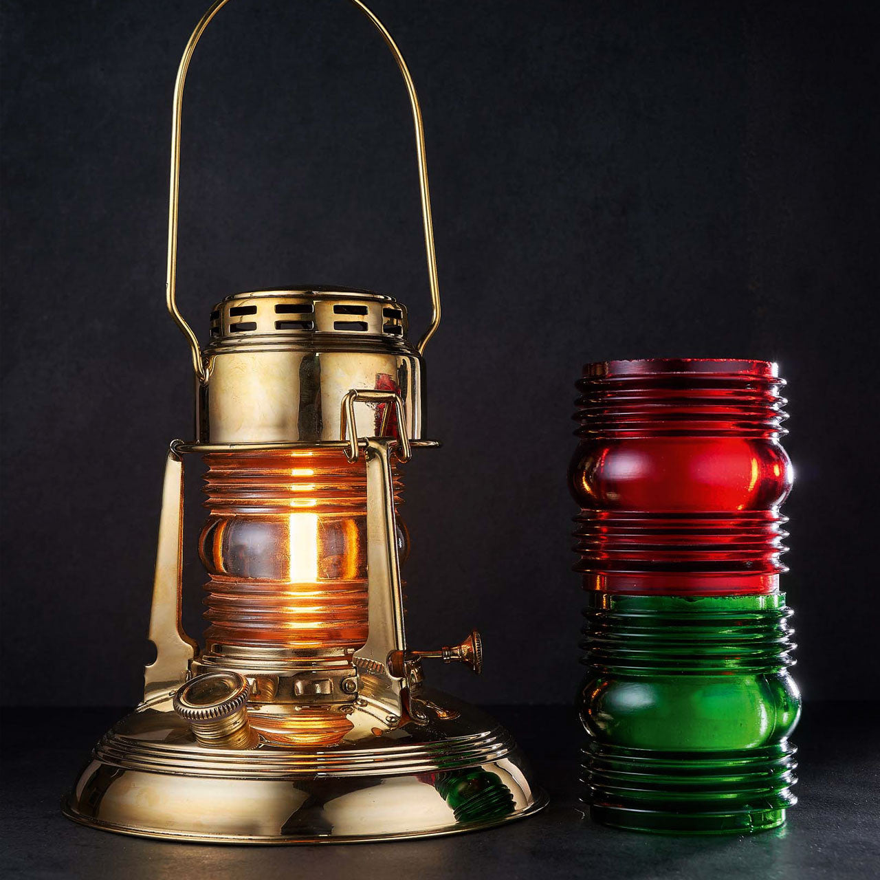 Railroad Lantern with Clear Glass and replacement green and red glasses