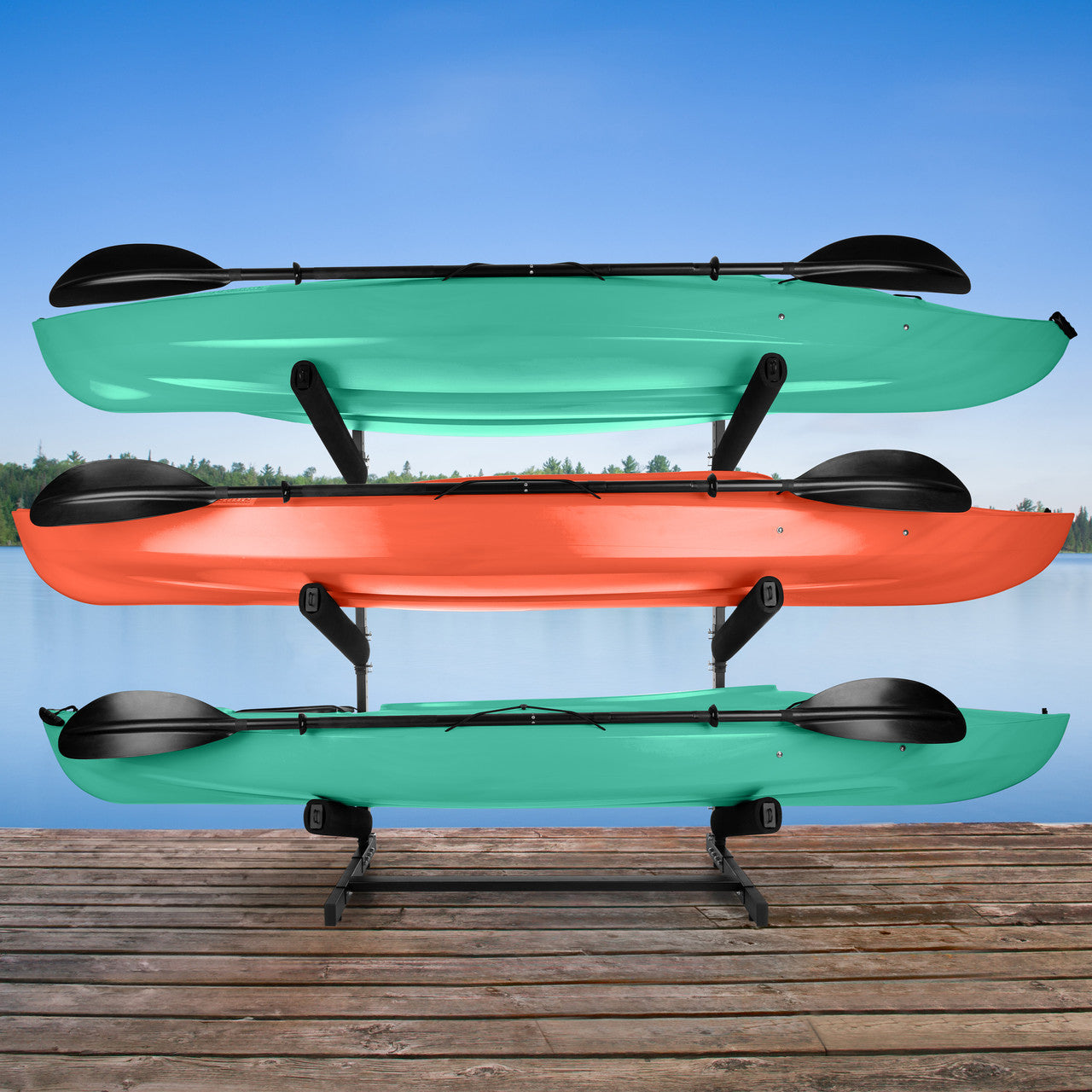 Freestanding Outdoor 3-Level Kayak and Canoe Rack
