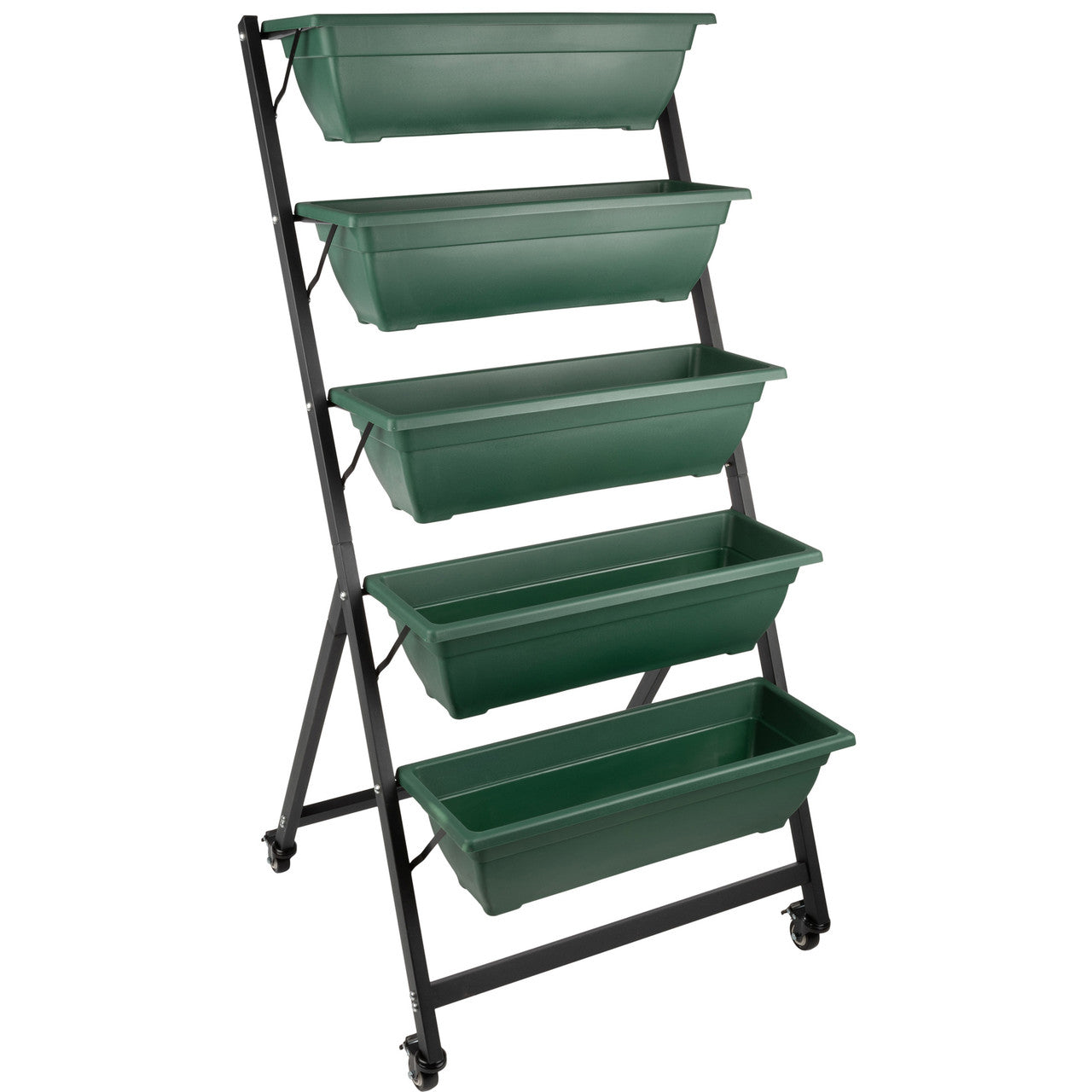 5-Tier Vertical Planter with Wheels - Hunter Green