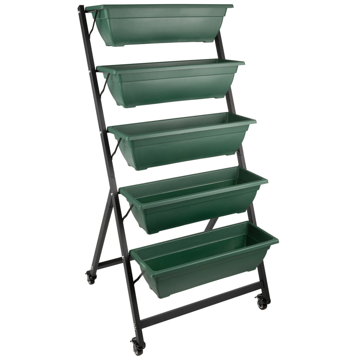 5-Tier Vertical Planter with Wheels - Hunter Green