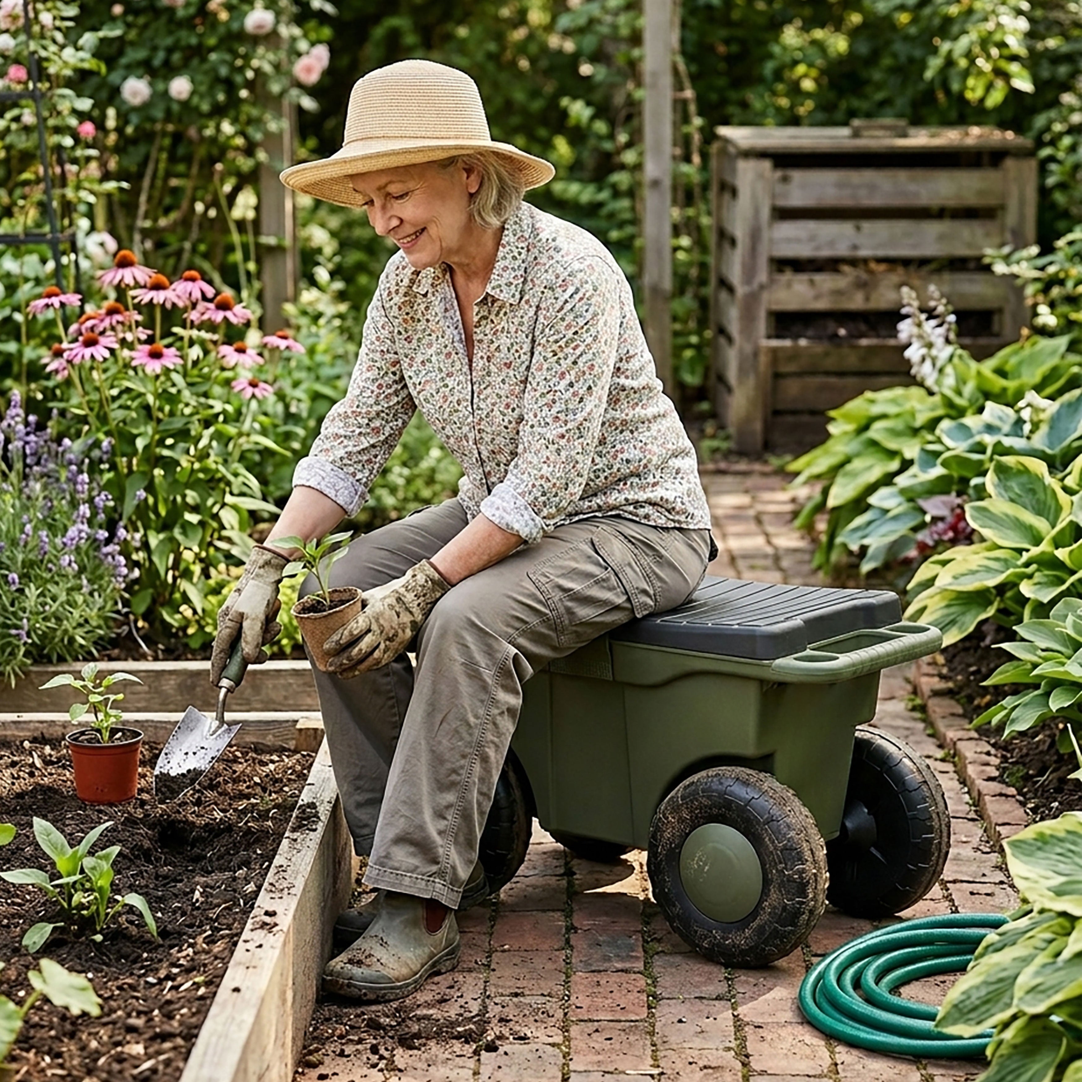Rolling Garden Cart & Seat