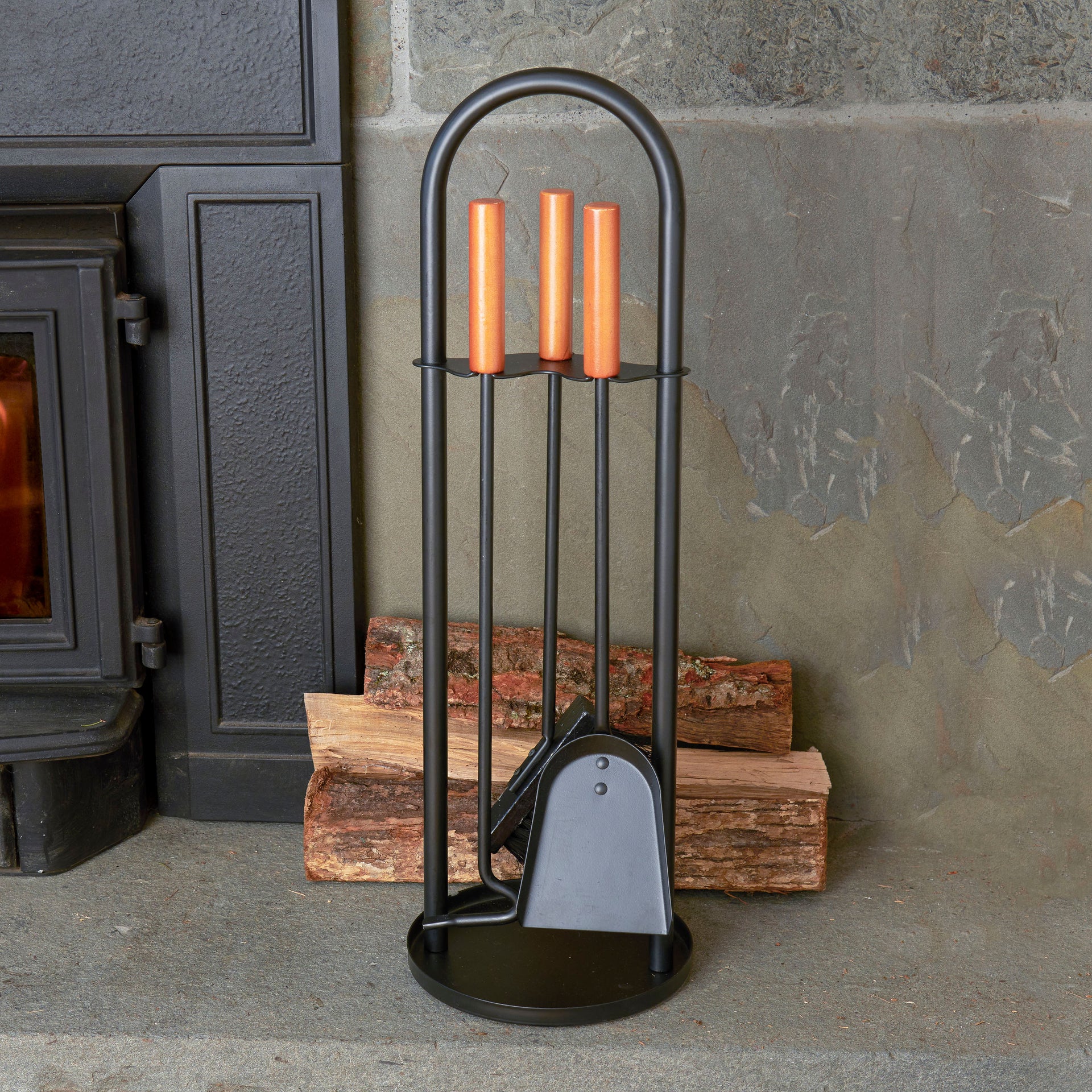 4 PC Wood Fireplace Tool Set