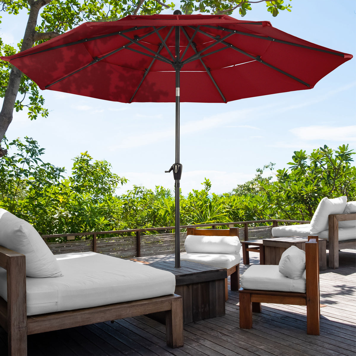 Triple Layer Patio Umbrella - Red
