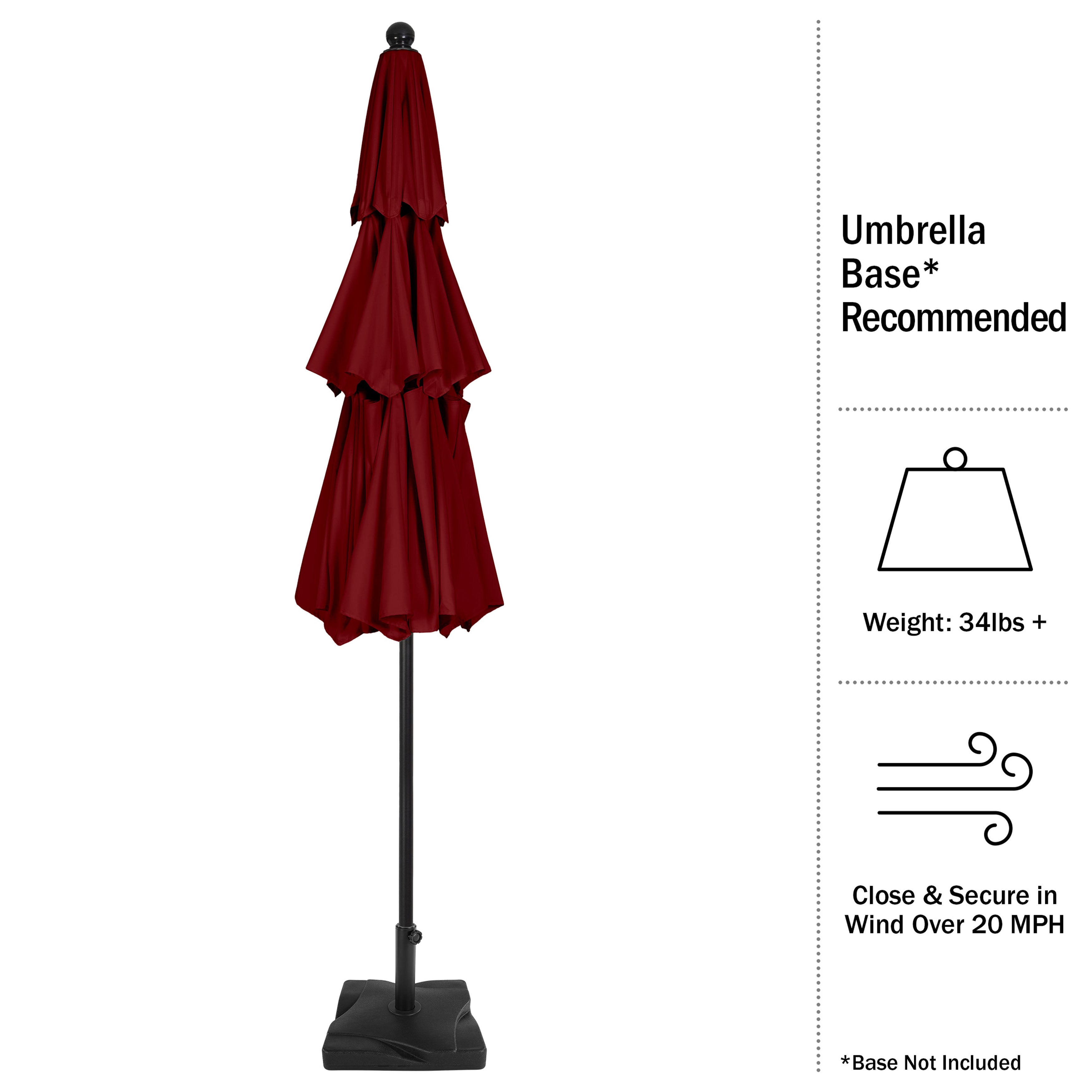Triple Layer Patio Umbrella - Red
