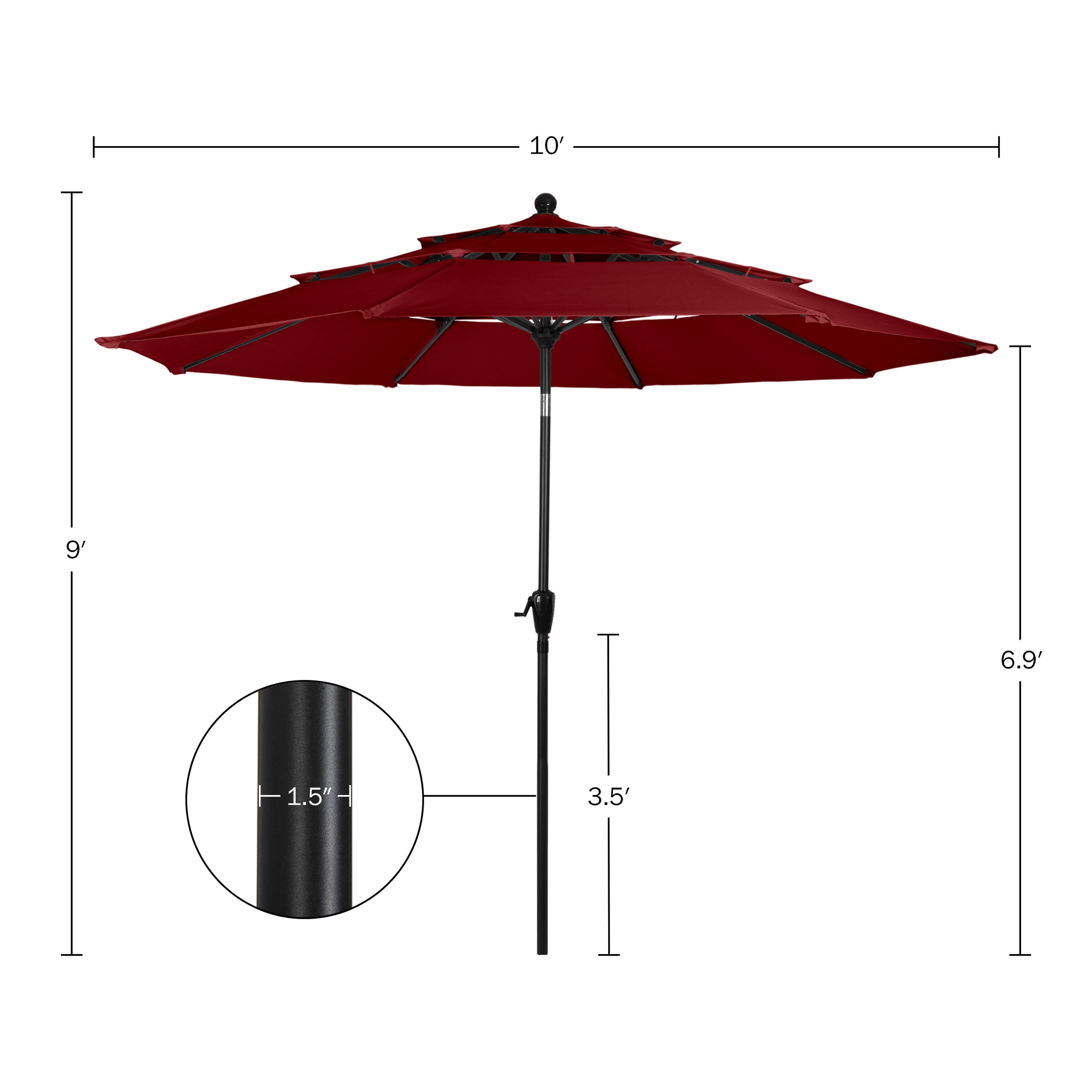 Triple Layer Patio Umbrella - Red