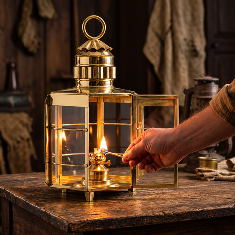 Large 19th Century Brass Oil Lantern