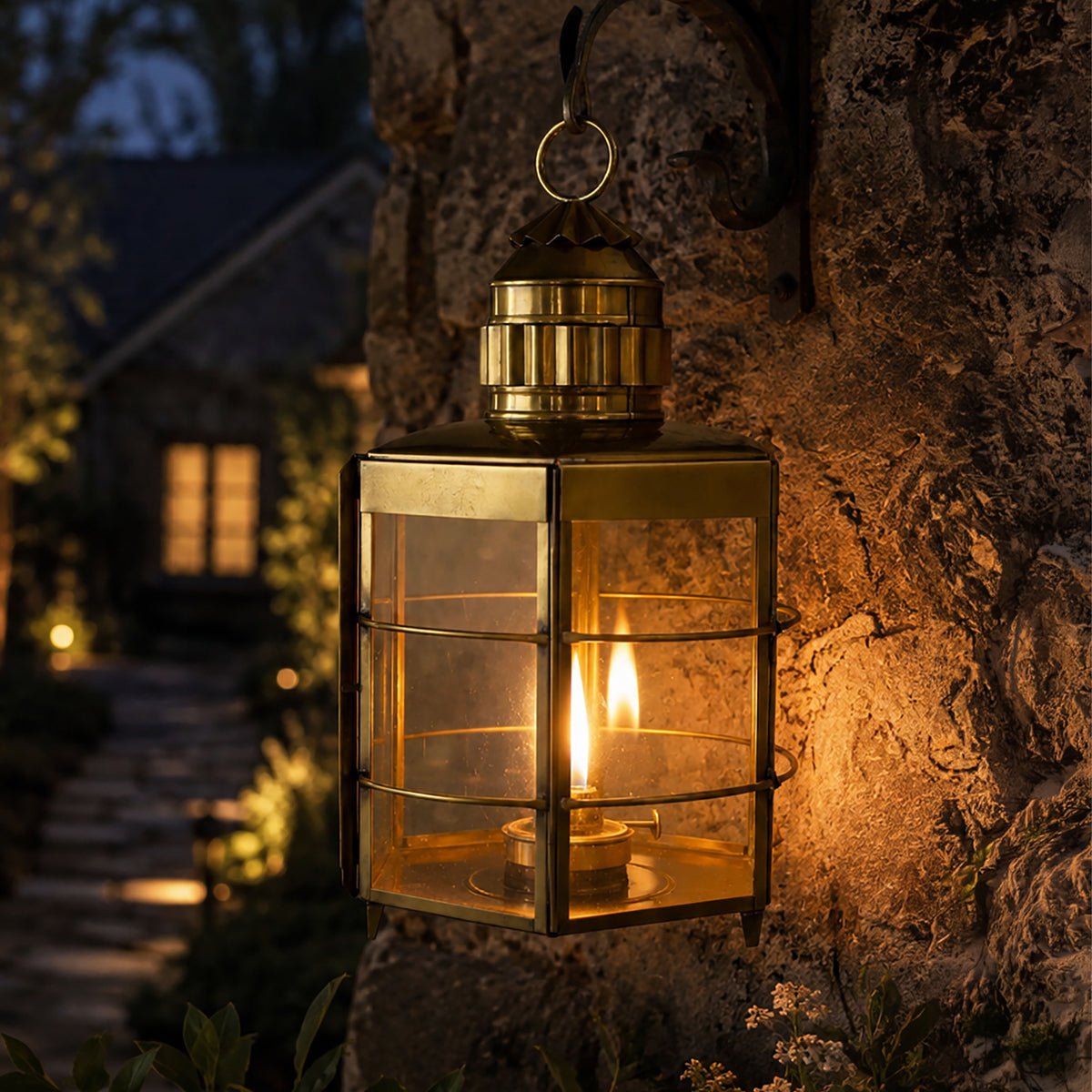 Large 19th Century Brass Oil Lantern