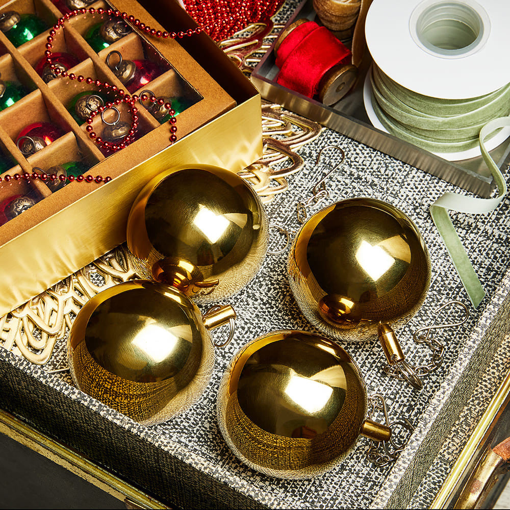 3 In. Brass Ornaments - Set of 4