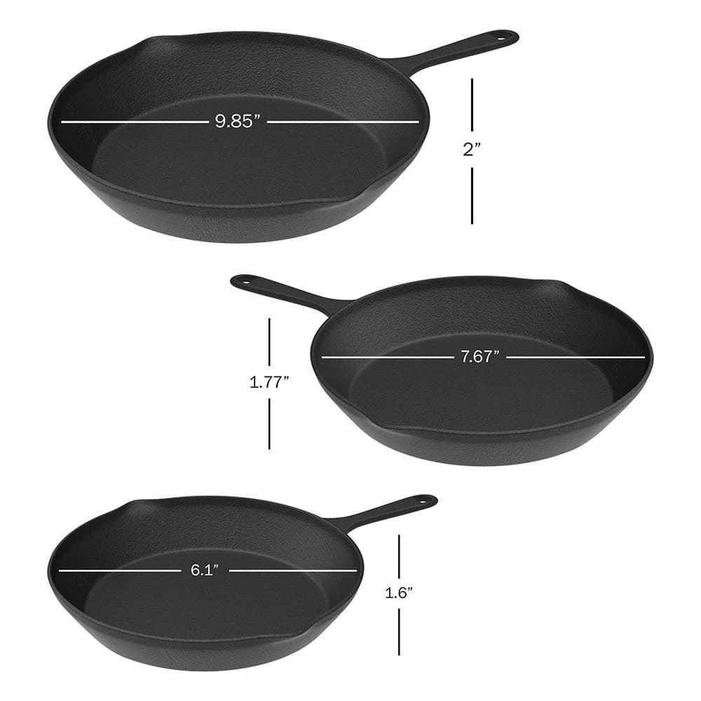 Set of 3 Workhorse Cast Iron Skillets