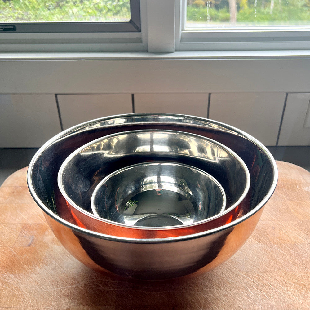 3 Beautiful Steel Lined Copper Bowls