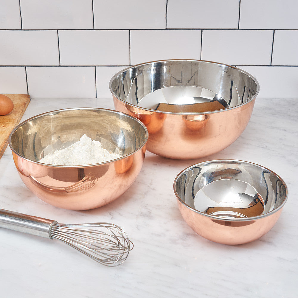 3 Steel Lined Copper Bowls