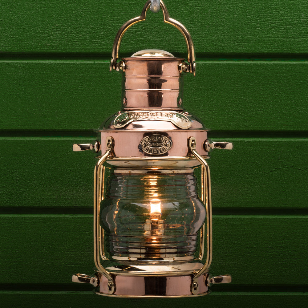 Large Copper & Brass Anchor Oil Lamp