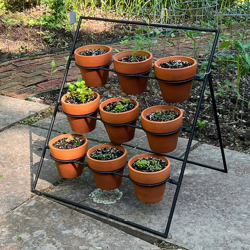 Terracotta Planter Stand Including 9 Pots